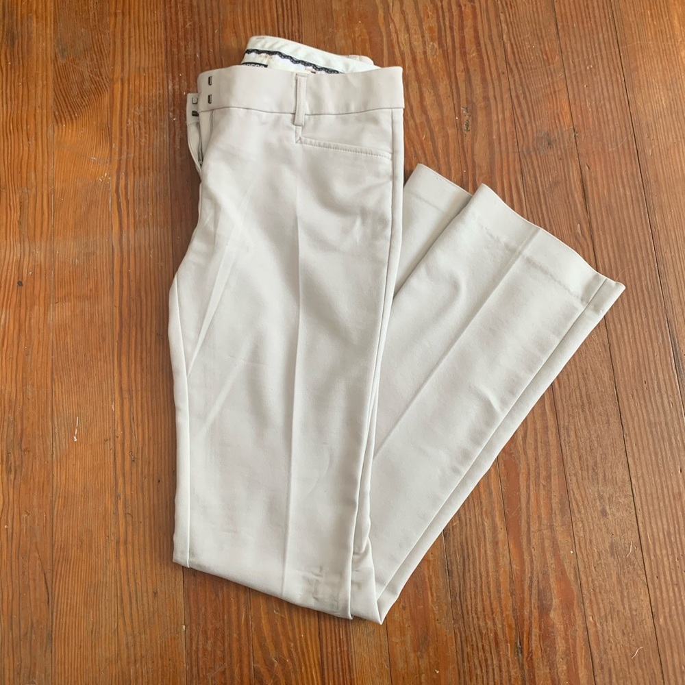 Express straight leg creme-colored pants
